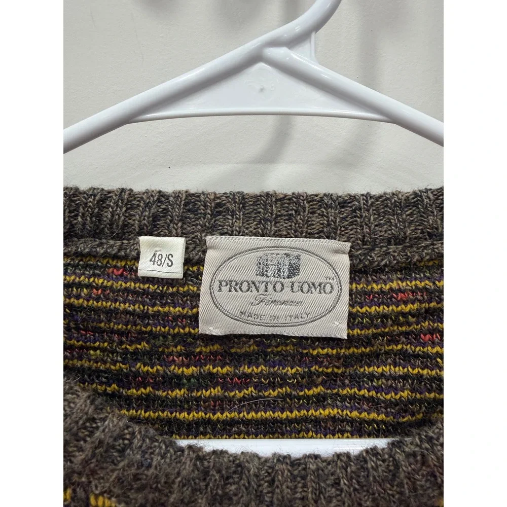 Pronto Uomo Firenze Vintage Wool Blend Abstract Sweater Made in Italy Mens Small